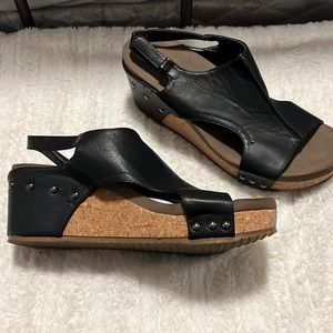 Black studded faux leather wedges SIZE 11